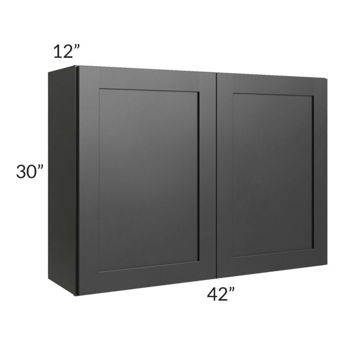 RTA Onyx Black Shaker 42" x 30" Wall Cabinet with 2 Decorative End Panels