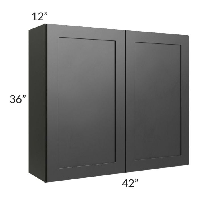 RTA Onyx Black Shaker 42" x 36" Wall Cabinet with 1 Decorative End Panel