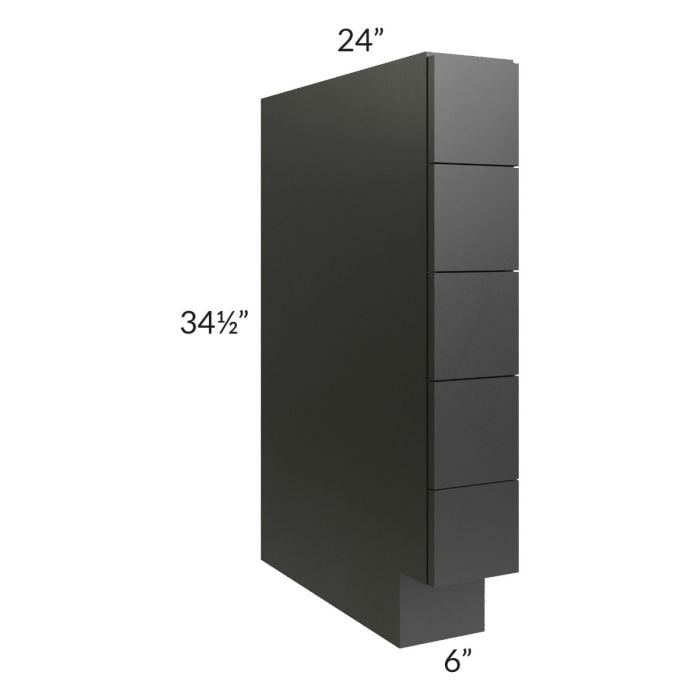 RTA Onyx Black Shaker 6" Base Spice Drawer Cabinet with 1 Decorative End Panel