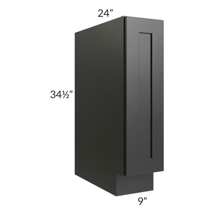 RTA Onyx Black Shaker 9" Spice Rack Base Cabinet with 2 Decorative End Panels