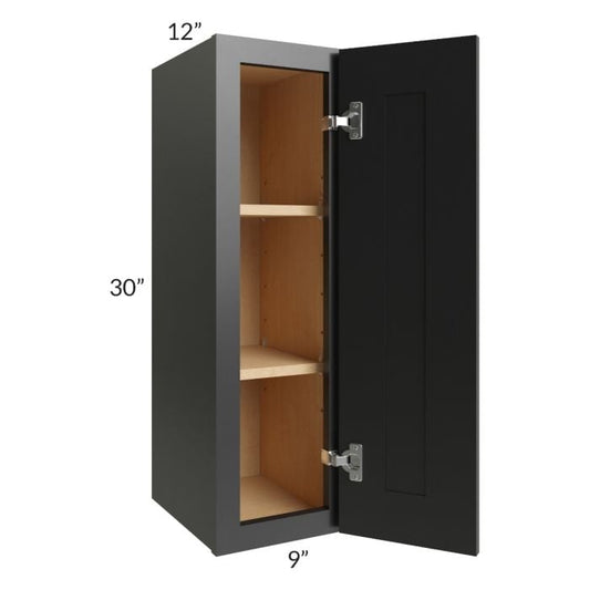 RTA Onyx Black Shaker 9" x 30" Wall Cabinet with 1 Decorative End Panel