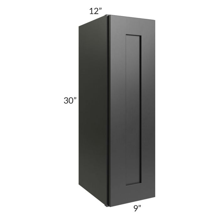 RTA Onyx Black Shaker 9" x 30" Wall Cabinet with 2 Decorative End Panels