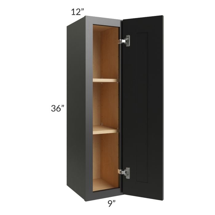 RTA Onyx Black Shaker 9" x 36" Wall Cabinet with 1 Decorative End Panel