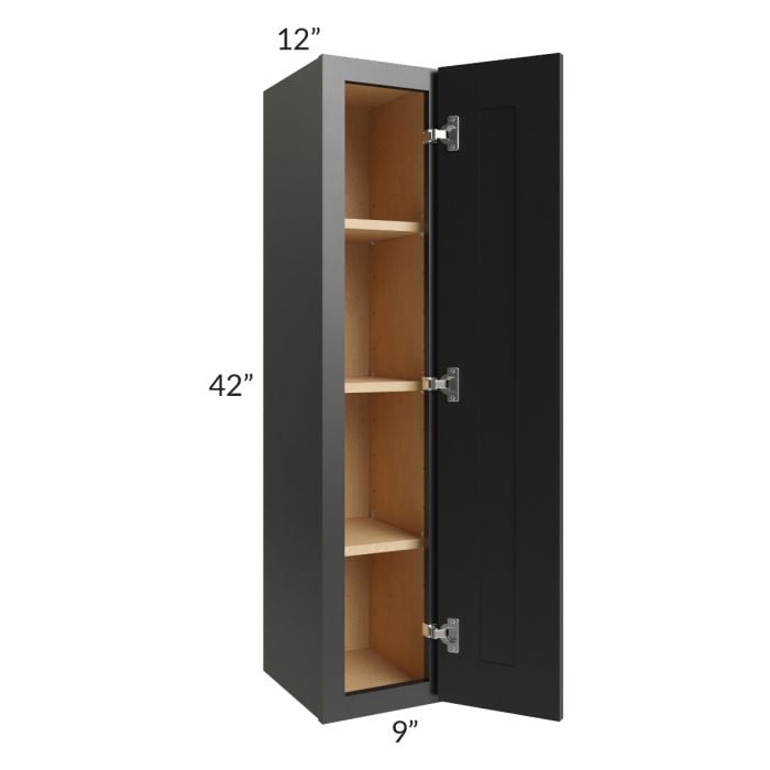 RTA Onyx Black Shaker 9" x 42" Wall Cabinet with 1 Decorative End Panel