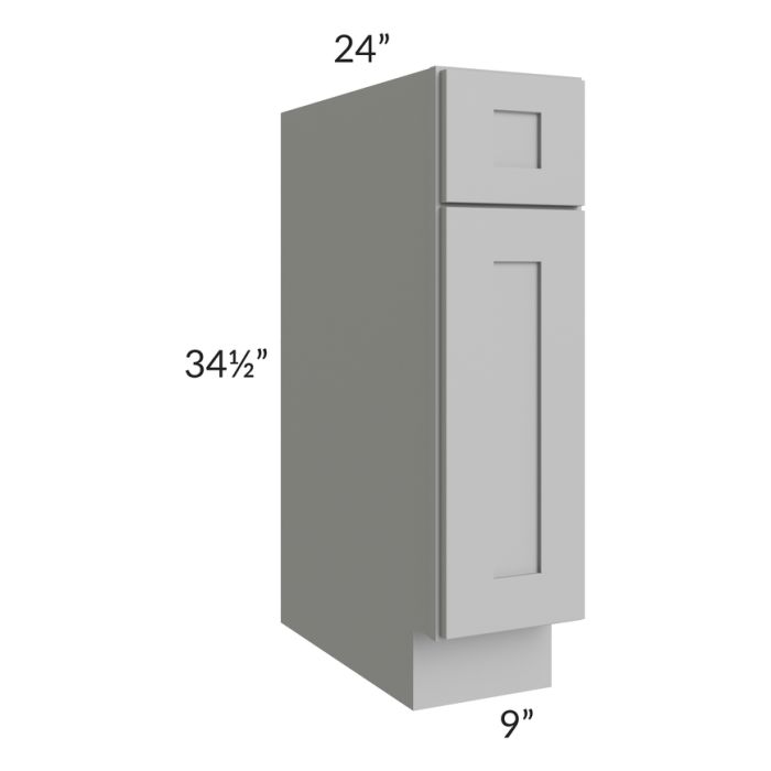 RTA Pewter Grey Shaker 09" Base Cabinet with 2 Decorative End Panels