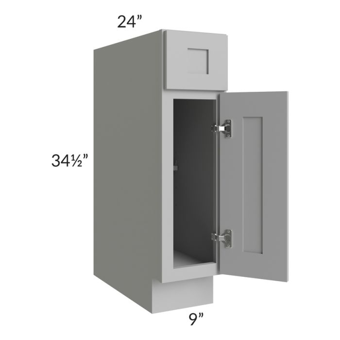 RTA Pewter Grey Shaker 09" Base Cabinet with 2 Decorative End Panels