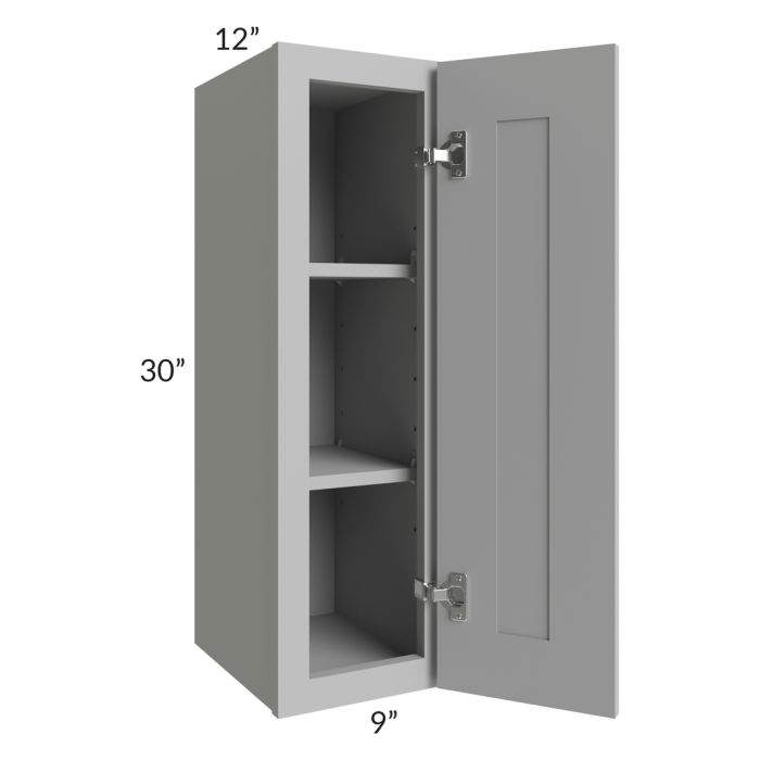 RTA Pewter Grey Shaker 09" x 30" Wall Cabinet with 2 Decorative End Panels