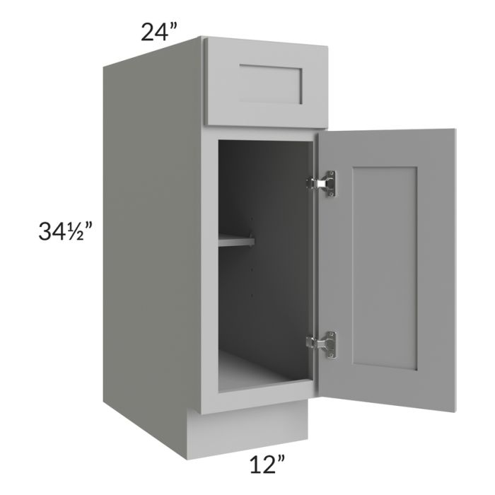 RTA Pewter Grey Shaker 12" Base Cabinet with 1 Decorative End Panel