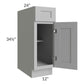 RTA Pewter Grey Shaker 12" Base Cabinet with 2 Decorative End Panels