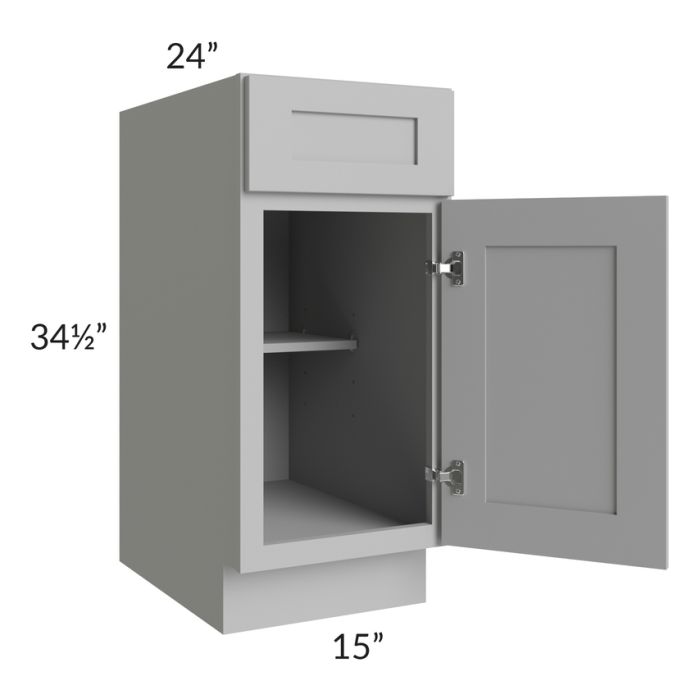 RTA Pewter Grey Shaker 15" Base Cabinet with 1 Decorative End Panel