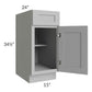RTA Pewter Grey Shaker 15" Base Cabinet with 2 Decorative End Panels