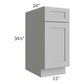 RTA Pewter Grey Shaker 15" Base Cabinet with 2 Roll Out Trays and 1 Decorative End Panel