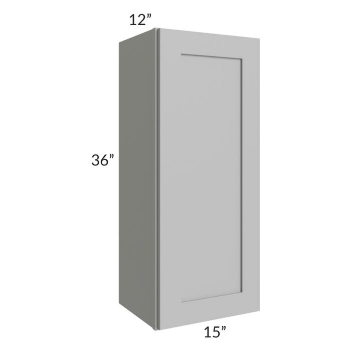 RTA Pewter Grey Shaker 15" x 36" Wall Cabinet with Glass Door