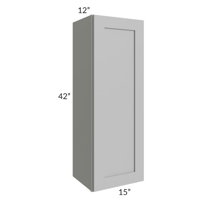 RTA Pewter Grey Shaker 15" x 42" Wall Cabinet with 1 Decorative End Panel