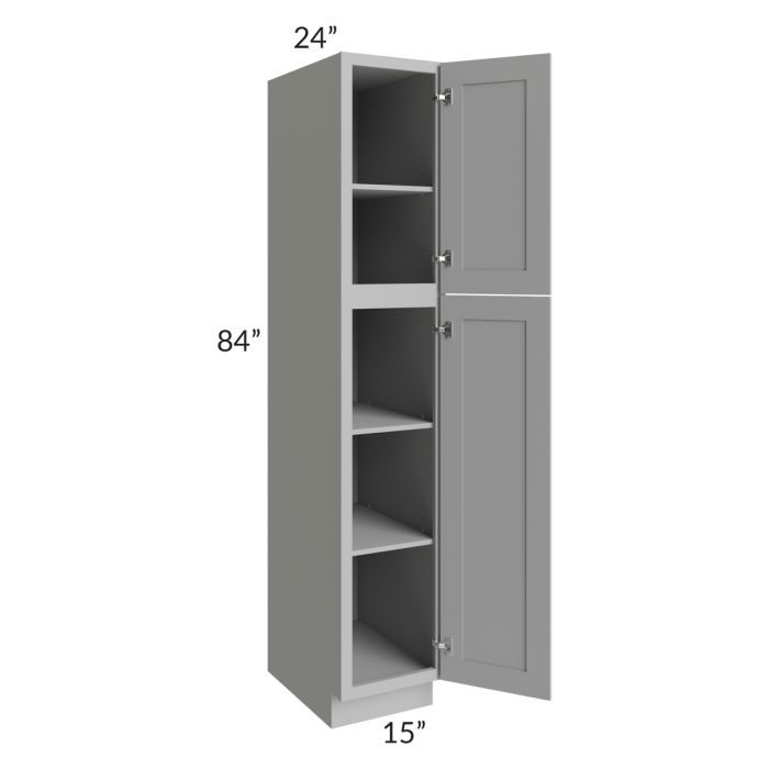 RTA Pewter Grey Shaker 15" x 84" Wall Pantry with 2 Decorative Panels