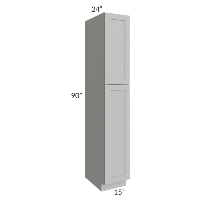RTA Pewter Grey Shaker 15" x 90" Wall Pantry with 2 Roll Out Trays
