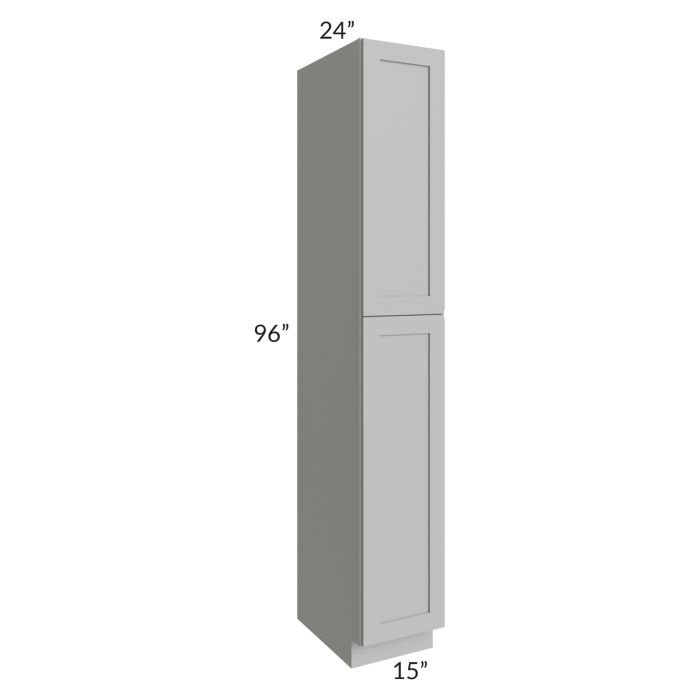 RTA Pewter Grey Shaker 15" x 96" Wall Pantry with 2 Roll Out Trays