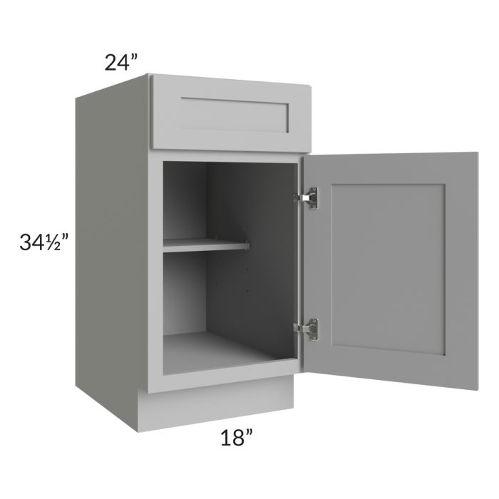 RTA Pewter Grey Shaker 18" Base Cabinet with 1 Decorative End Panel