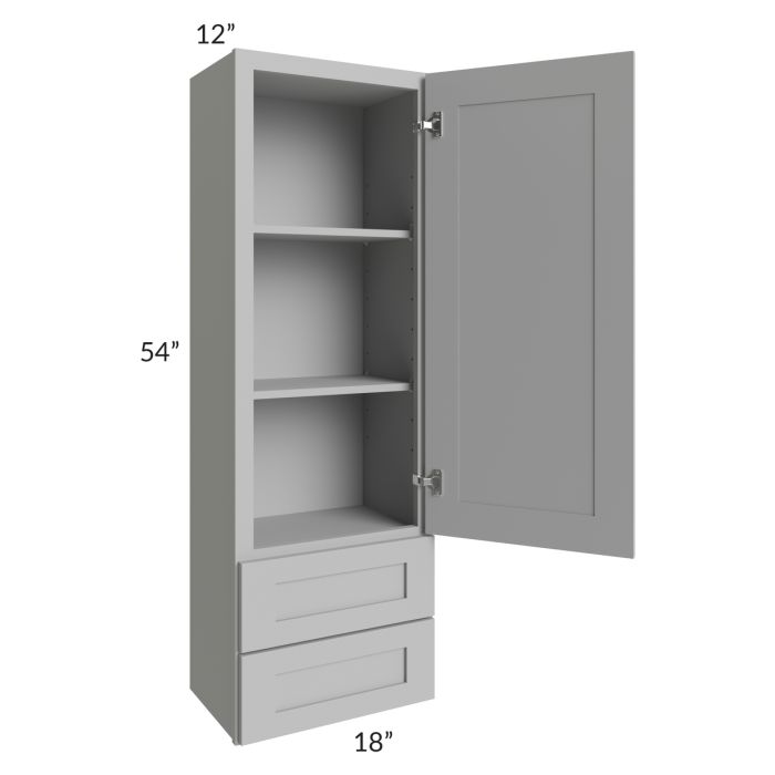 RTA Pewter Grey Shaker 18" x 54" Wall Cabinet With Drawers