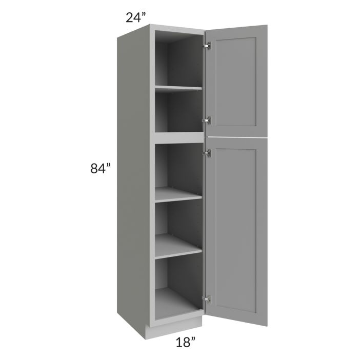 RTA Pewter Grey Shaker 18" x 84" Wall Pantry with 2 Roll Out Trays and 1 Decorative End Panel