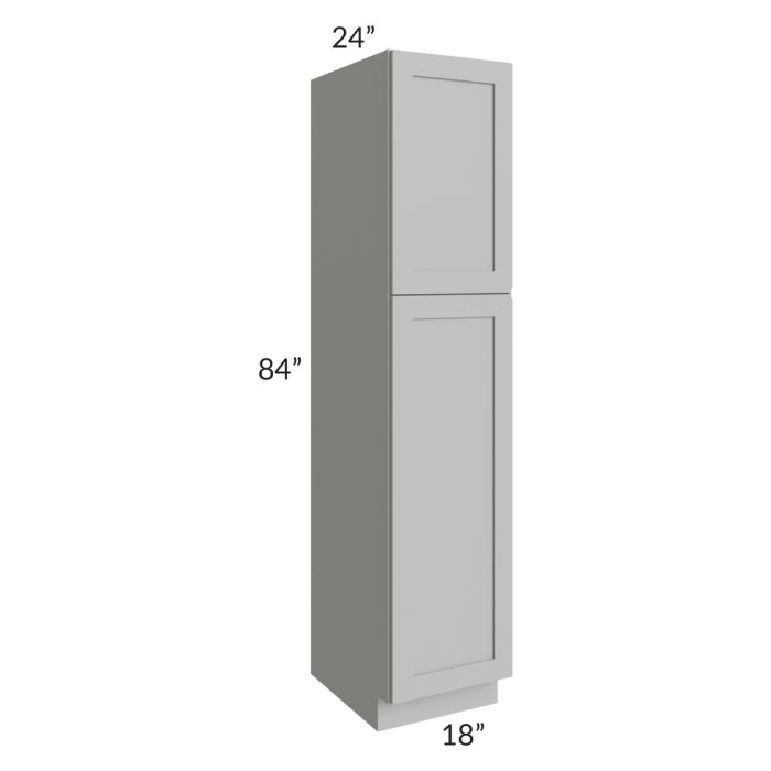RTA Pewter Grey Shaker 18" x 84" Wall Pantry with 3 Roll Out Trays and 1 Decorative End Panel