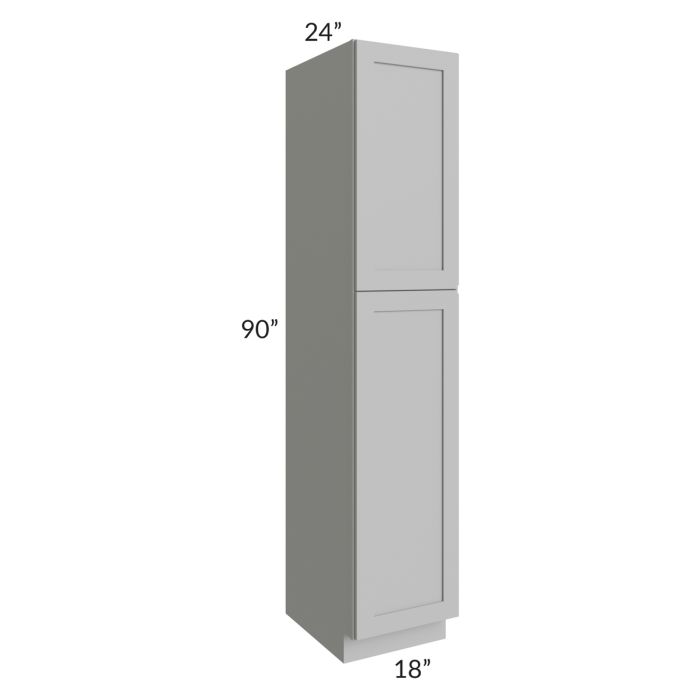 RTA Pewter Grey Shaker 18" x 90" Wall Pantry with 2 Roll Out Trays and 2 Decorative End Panels