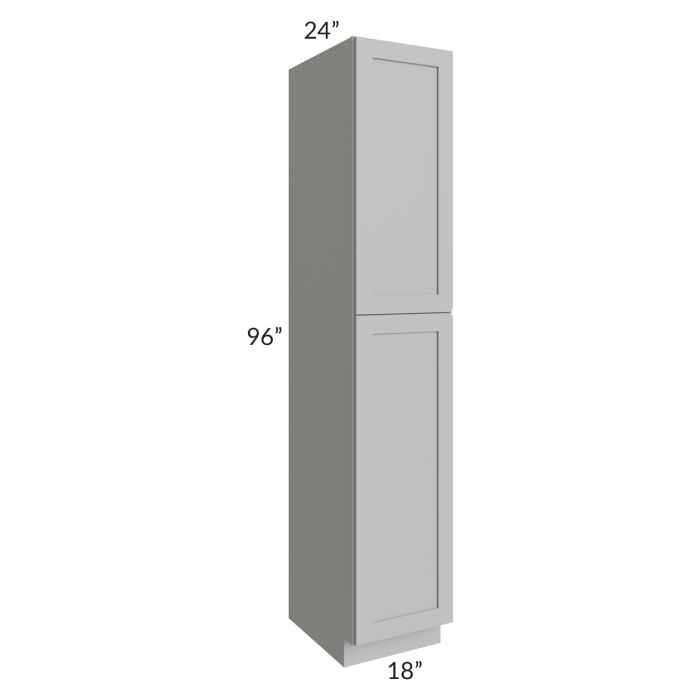 RTA Pewter Grey Shaker 18" x 96" Wall Pantry with 4 Roll Out Trays and 2 Decorative End Panels