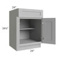 RTA Pewter Grey Shaker 24" Base Cabinet with 1 Roll Out Tray and 1 Decorative End Panel