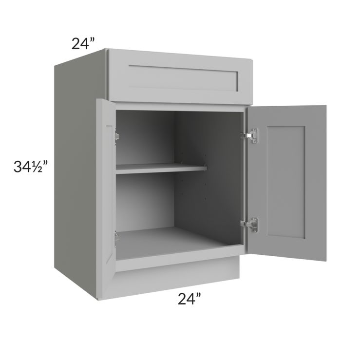 RTA Pewter Grey Shaker 24" Base Cabinet with 1 Roll Out Tray and 1 Decorative End Panel