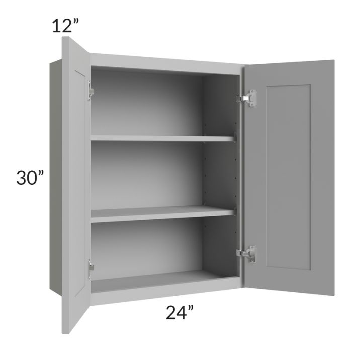 RTA Pewter Grey Shaker 24" x 30" Wall Cabinet with 1 Decorative End Panel