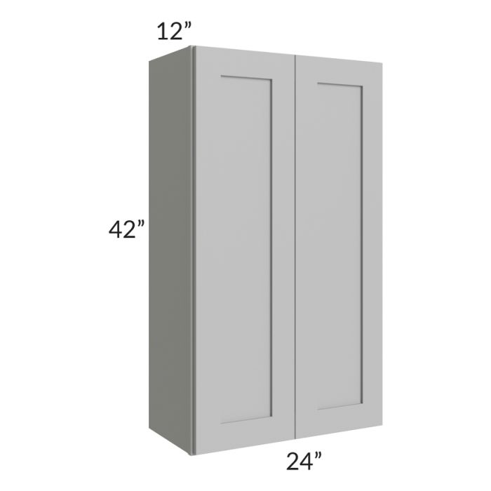 RTA Pewter Grey Shaker 24" x 42" Wall Cabinet with 2 Decorative End Panels