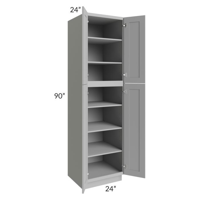RTA Pewter Grey Shaker 24" x 90" Wall Pantry with 1 Roll Out Tray