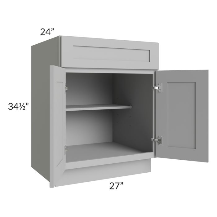 RTA Pewter Grey Shaker 27" Base Cabinet with 1 Decorative End Panel
