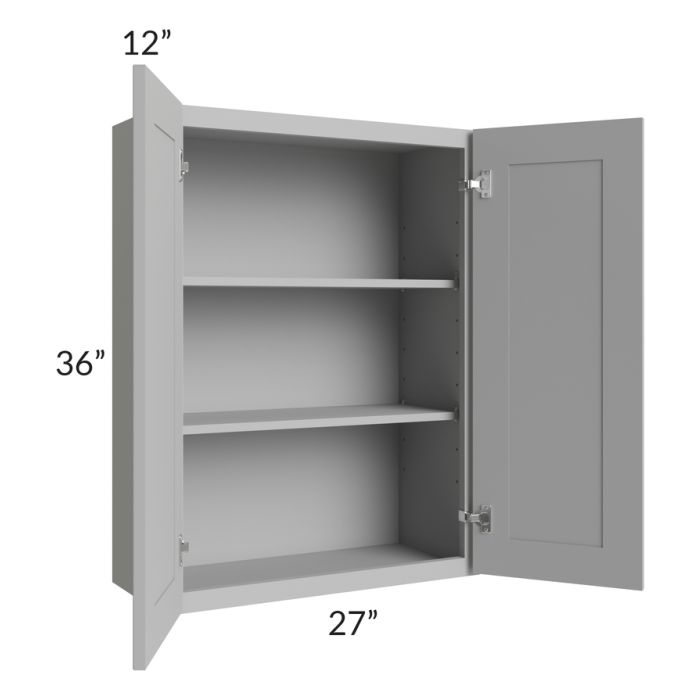 RTA Pewter Grey Shaker 27" x 36" Wall Cabinet with 2 Decorative End Panels