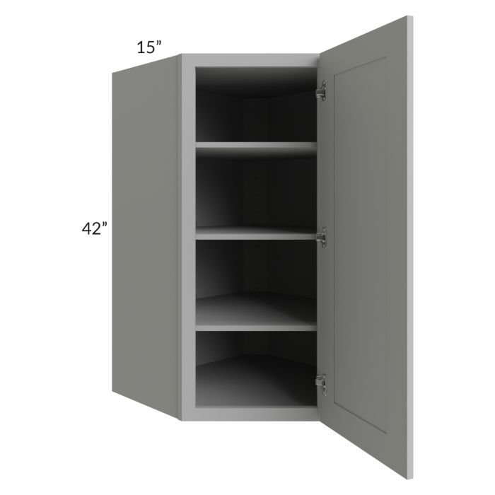 RTA Pewter Grey Shaker 27" x 42" x 15" Wall Diagonal Corner Cabinet