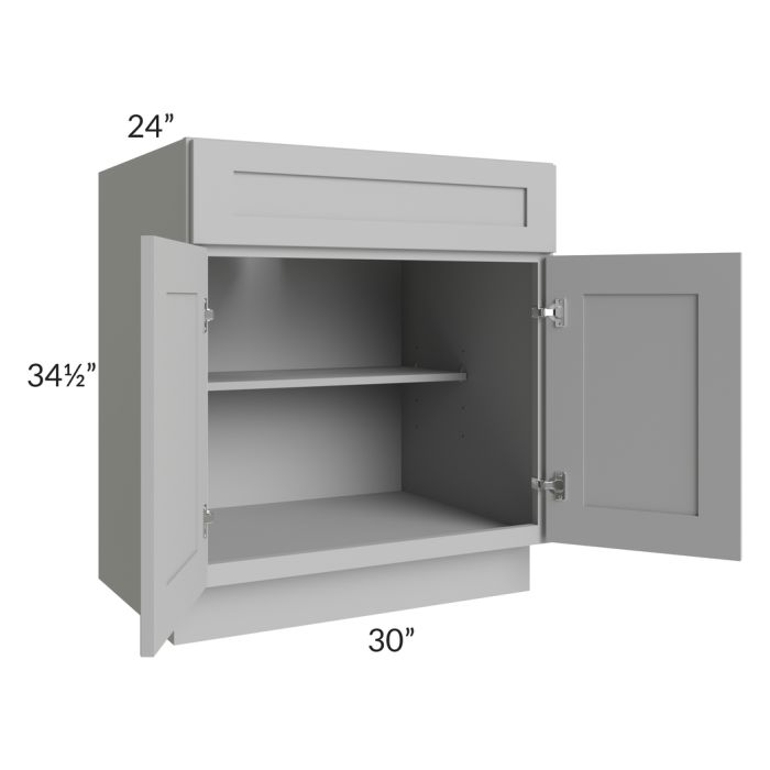 RTA Pewter Grey Shaker 30" Base Cabinet with 1 Decorative End Panel