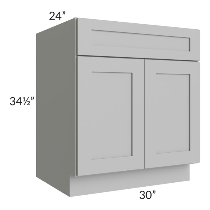 RTA Pewter Grey Shaker 30" Base Cabinet with 2 Decorative End Panels