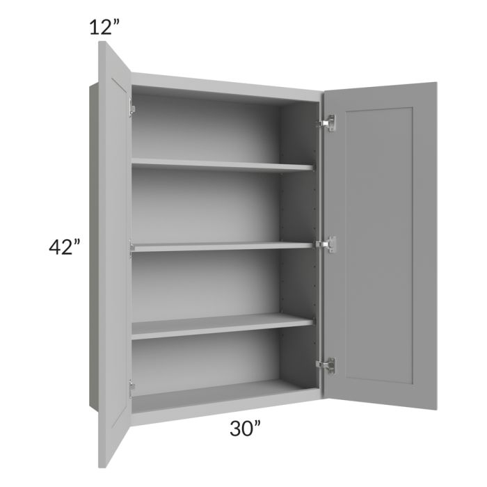 RTA Pewter Grey Shaker 30" x 42" Wall Cabinet with Glass Door