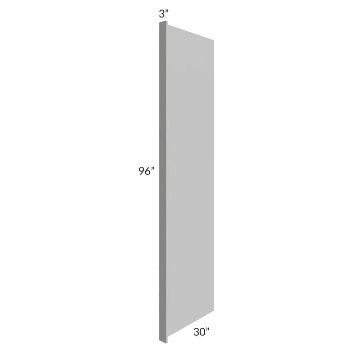 RTA Pewter Grey Shaker 30" x 96" Refrigerator End Panel with a 3" Return - No Cut