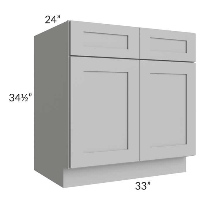 RTA Pewter Grey Shaker 33" Base Cabinet with 2 Roll Out Trays and 2 Decorative End Panels
