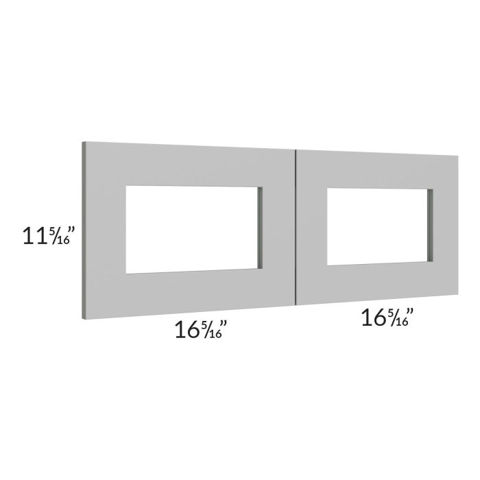 RTA Pewter Grey Shaker 33" x 12" Glass Doors Only with Glass Included