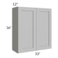 RTA Pewter Grey Shaker 33" x 36" Wall Cabinet with 1 Decorative End Panel