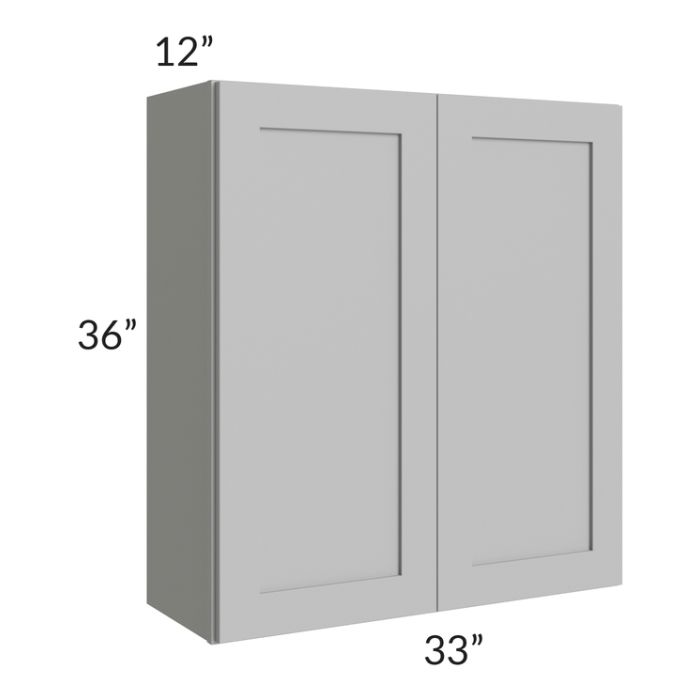 RTA Pewter Grey Shaker 33" x 36" Wall Cabinet with 1 Decorative End Panel
