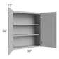 RTA Pewter Grey Shaker 33" x 36" Wall Cabinet with 1 Decorative End Panel