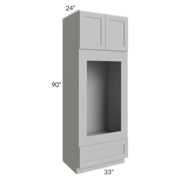 RTA Pewter Grey Shaker 33" x 90" Double Oven or Oven/Microwave Cabinet with 1 Decorative Panel