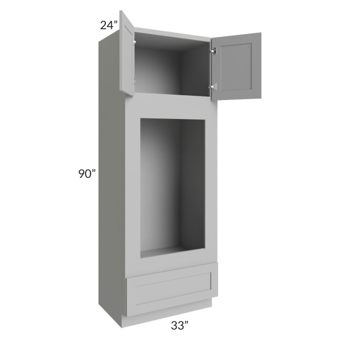 RTA Pewter Grey Shaker 33" x 90" Double Oven or Oven/Microwave Cabinet with 1 Decorative Panel