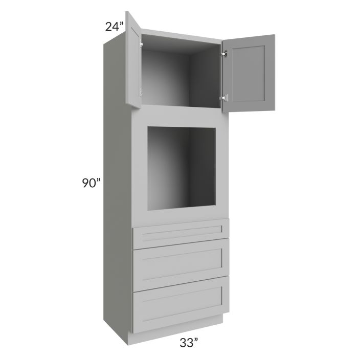 RTA Pewter Grey Shaker 33" x 90" Oven Cabinet with 1 Decorative Panel