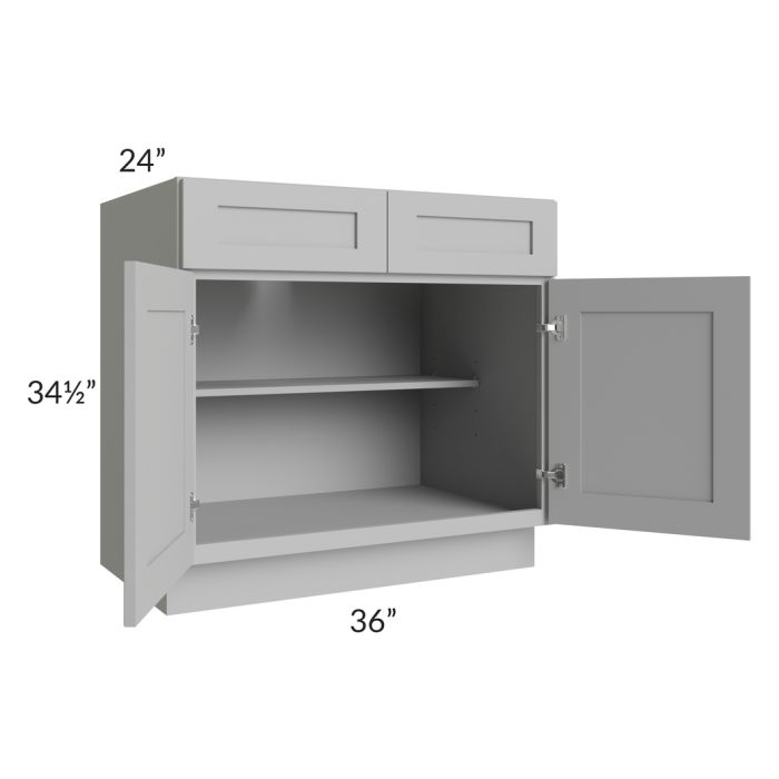 RTA Pewter Grey Shaker 36" Base Cabinet with 1 Roll Out Tray