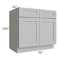 RTA Pewter Grey Shaker 36" Base Cabinet with 2 Roll Out Trays