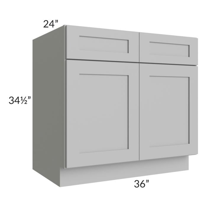 RTA Pewter Grey Shaker 36" Base Cabinet with 2 Roll Out Trays